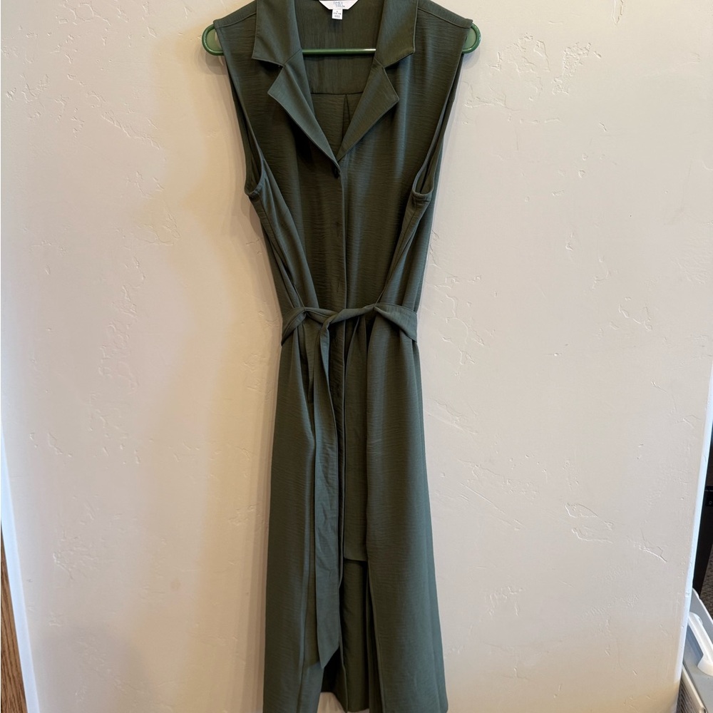 Time and Tru Olive Green Sleeveless Midi Dress